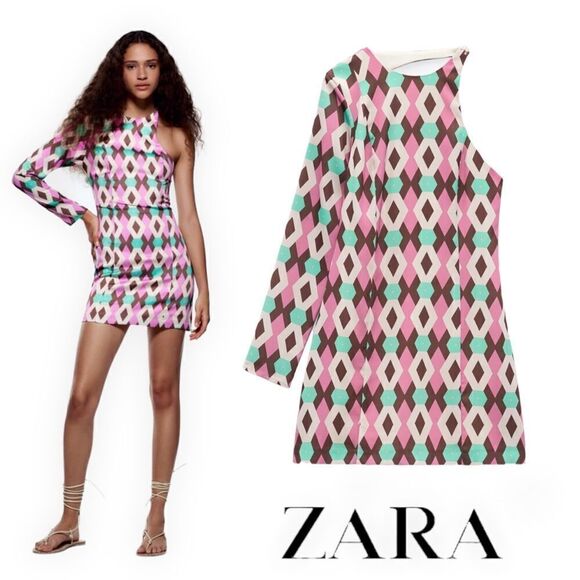 ZARA | Lilac | SATIN EFFECT PRINT DRESS - Picture 1 of 8